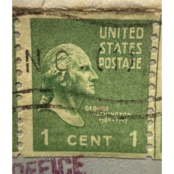 George Washington 1 One Cent Stamp 1789-1797 Green (13 Attached ) as shown - Picture 2 of 5
